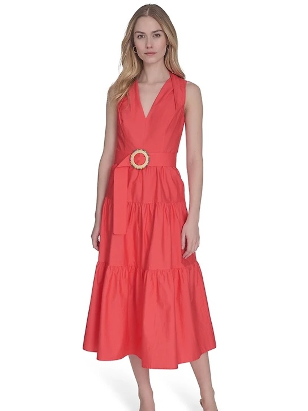 Vince Camuto
Women's Pleat-Neck Cotton Sleeveless Dress